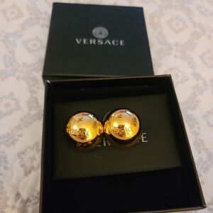 Versace Gorgeous 1/2 Dome EARRINGS BNWT IN BOX/ Last One